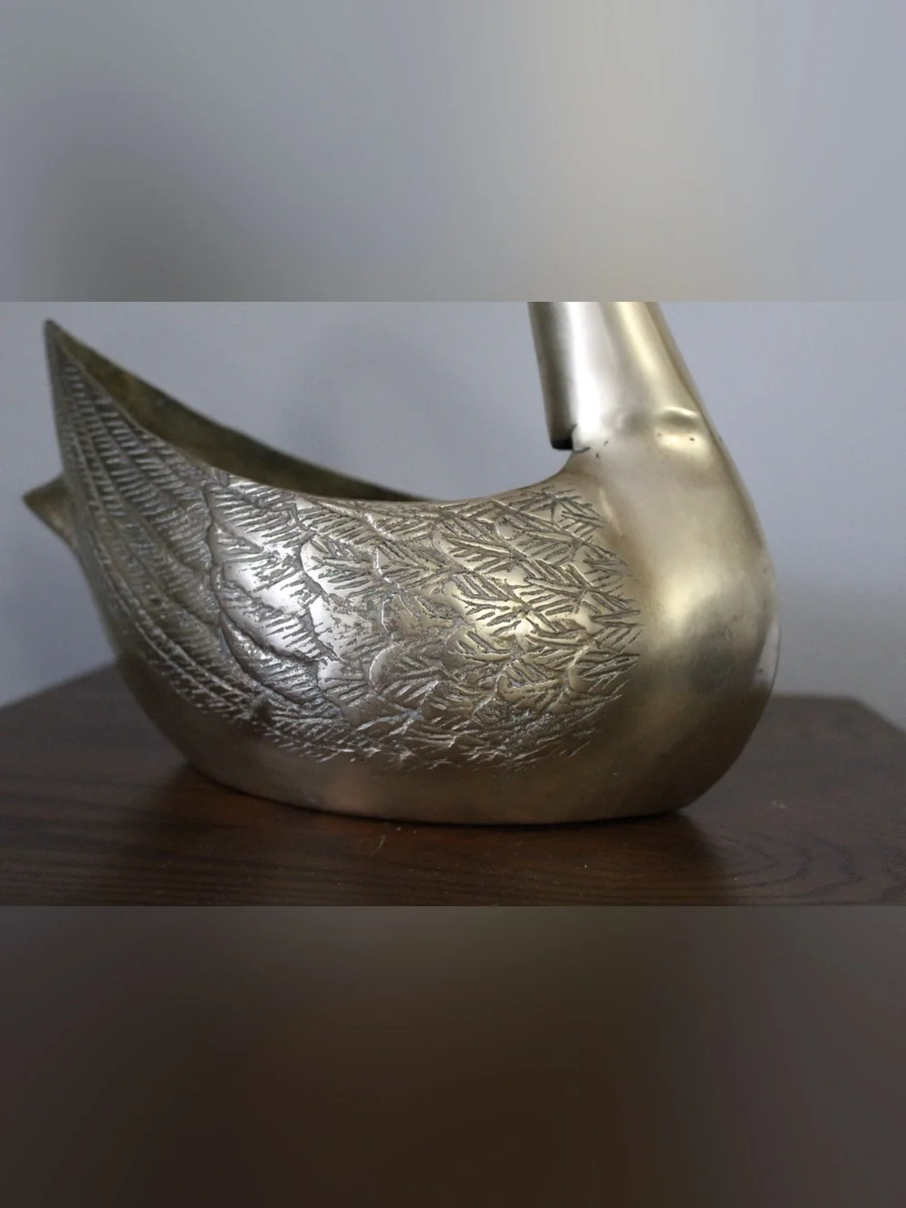 Vintage 1970s extra large Brass Swan Planters set of 2